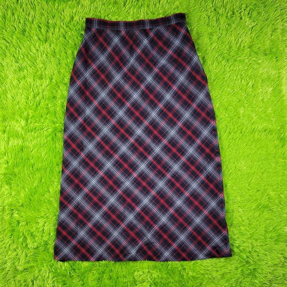 Sag Harbor Dresses & Skirts - Vintage 90s Black Red Grunge Plaid Midi Skirt, 8